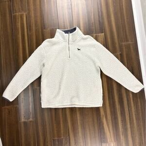 PINK VS Cream White Warm Sherpa Pullover Turtleneck Half zip w/ pockets y2k